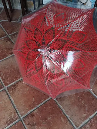 Paraguas transparente con encaje maranja