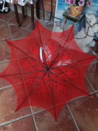 Paraguas transparente con encaje maranja