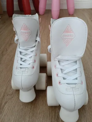 Patines artísticos blancos Oxelo 4 ruedas.Talla 31