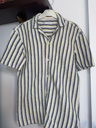 Camisa ZARA rayas gris y amarillo