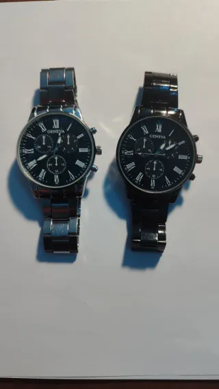 Relojes Geneva Negro y Plateado