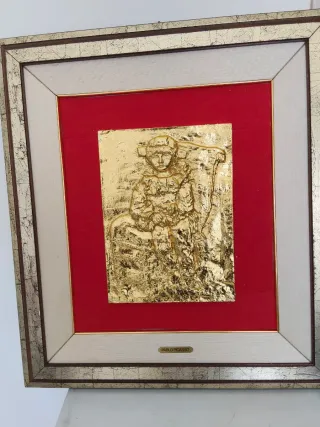 Pablo Picasso bassorilievo foglia oro