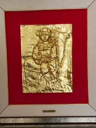 Pablo Picasso bassorilievo foglia oro