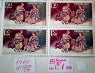 Bloque 4 Sellos Navidad 1966 España 1764