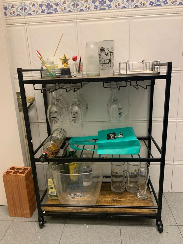 Carrito Bar Cocina Ruedas Madera Metal