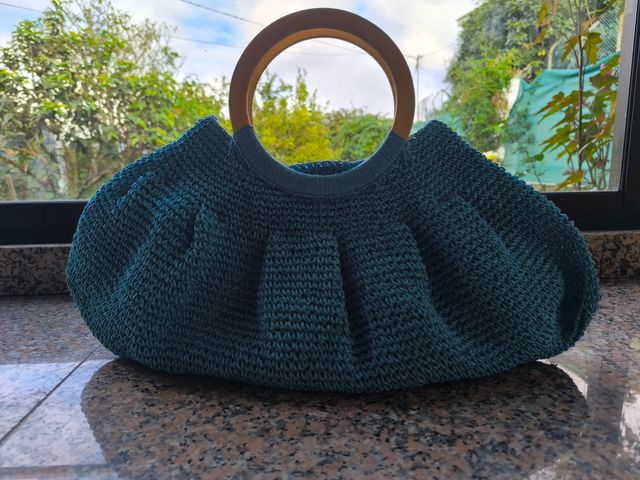 Bolso vintage asas redondas madera.