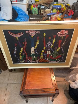 Quadro africano con figure colorate