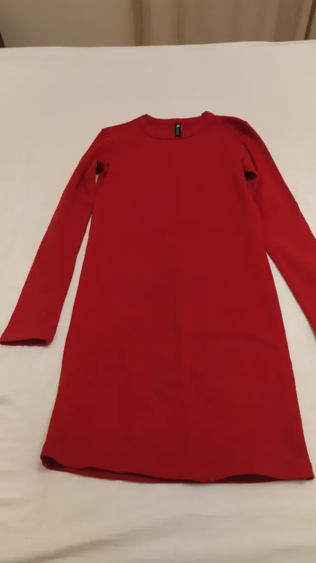 Vestido de punto rojo manga larga