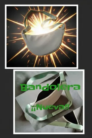 Bandolera Nueva Beige y Verde