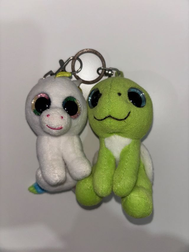 Pack 2 Llaveros Peluche Ty Unicornio y Tortuga