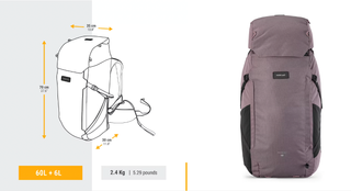 Mochila Trekking y Viaje para Mujer Forclaz 60L+6L