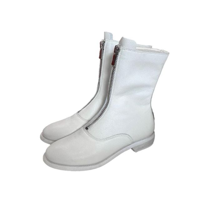 Botas blancas con cremallera frontal