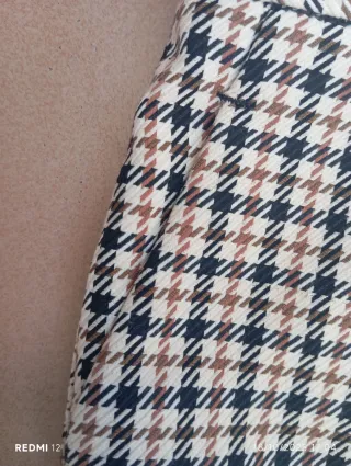 Bermuda pata de gallo tostado mujer Zara