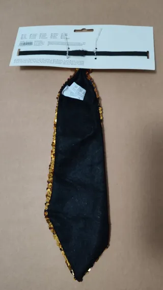 Corbata de lentejuelas doradas nueva