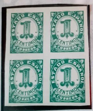 Bloque 4 sellos España 1 céntimo error
