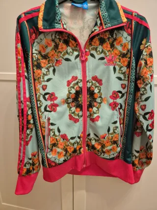 Sudadera Adidas Floral Verde y Rosa