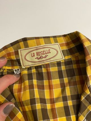 Blusa LA ROSELE cuadros marrón y amarillo