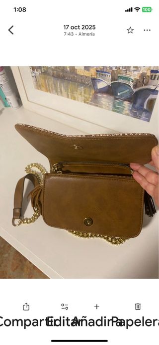 Bolso pequeño bandolera dorado y marrón