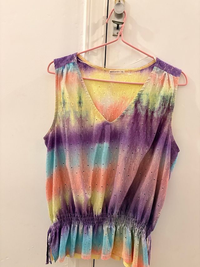 Camiseta ancha tie-dye multicolor XL