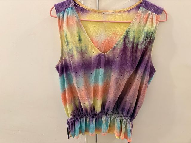 Camiseta ancha tie-dye multicolor XL