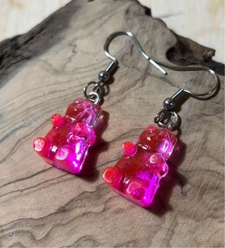 Pendientes Osito Goma de resina Rosa