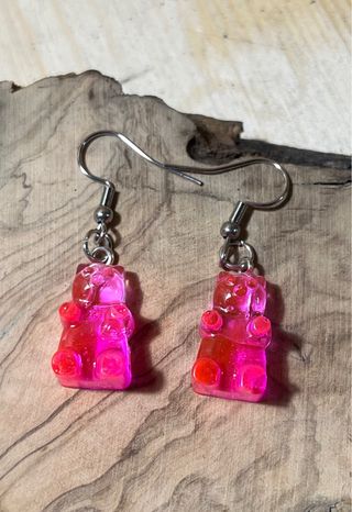 Pendientes Osito Goma de resina Rosa