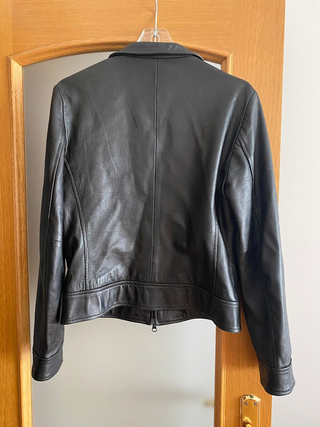 Chaqueta Biker Piel Benetton Negra