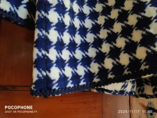 Giacca vintage pied de poule blu e bianca