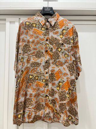 Camicia vintage uomo fantasia marrone/arancio