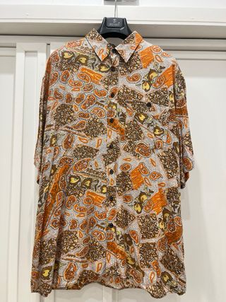 Camicia vintage uomo fantasia marrone/arancio