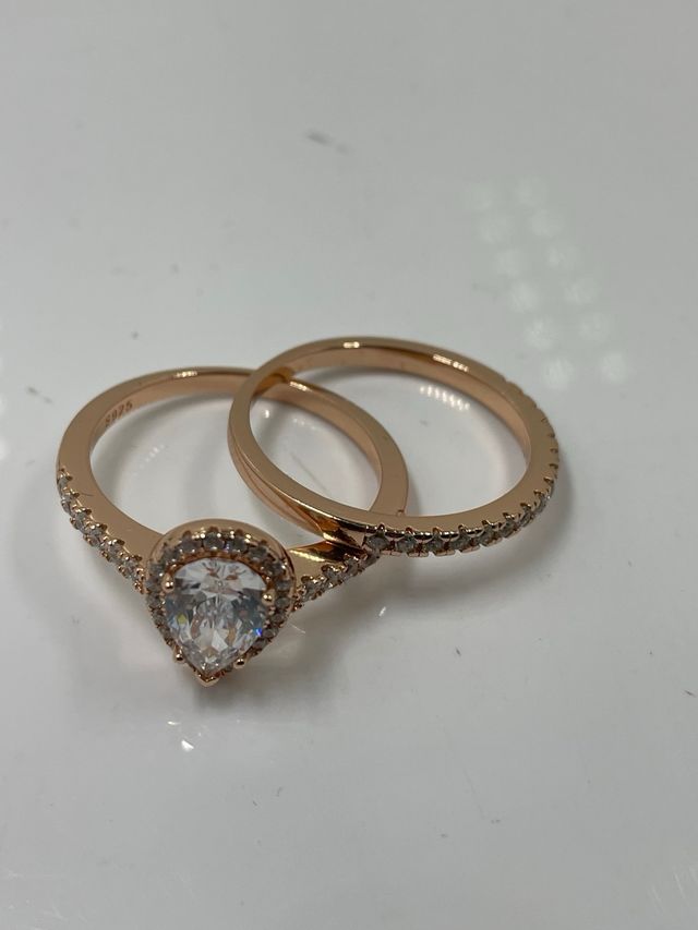 Conjunto Anillo Oro Blanco y Circonita