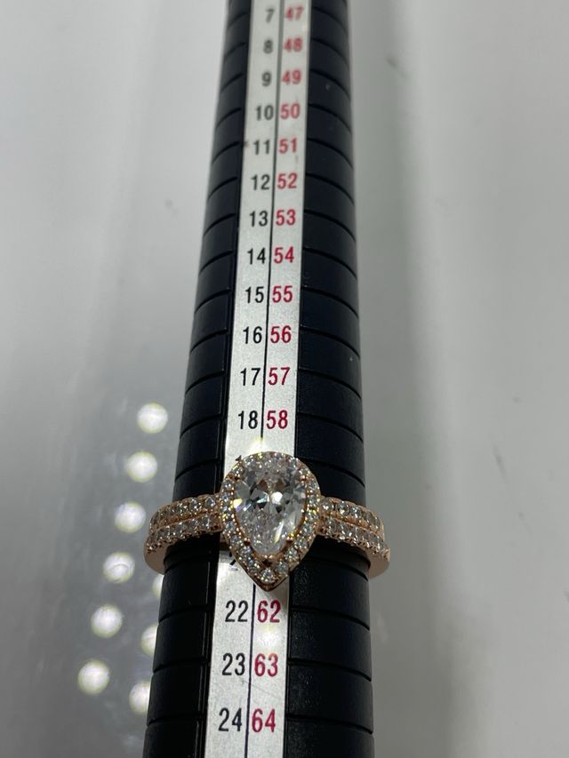 Conjunto Anillo Oro Blanco y Circonita