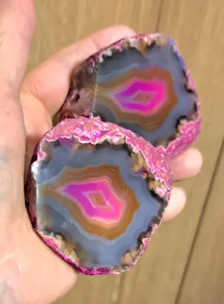Geode Agata Sezionato Rosa e Grigio in agata