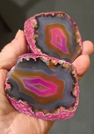 Geode Agata Sezionato Rosa e Grigio in agata