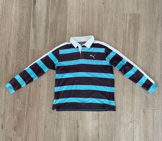 Polo Puma Vintage Y2K Rayas Azul/Marrón Talla XXL