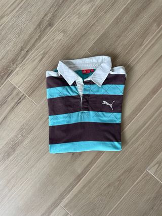 Polo Puma Vintage Y2K Rayas Azul/Marrón Talla XXL