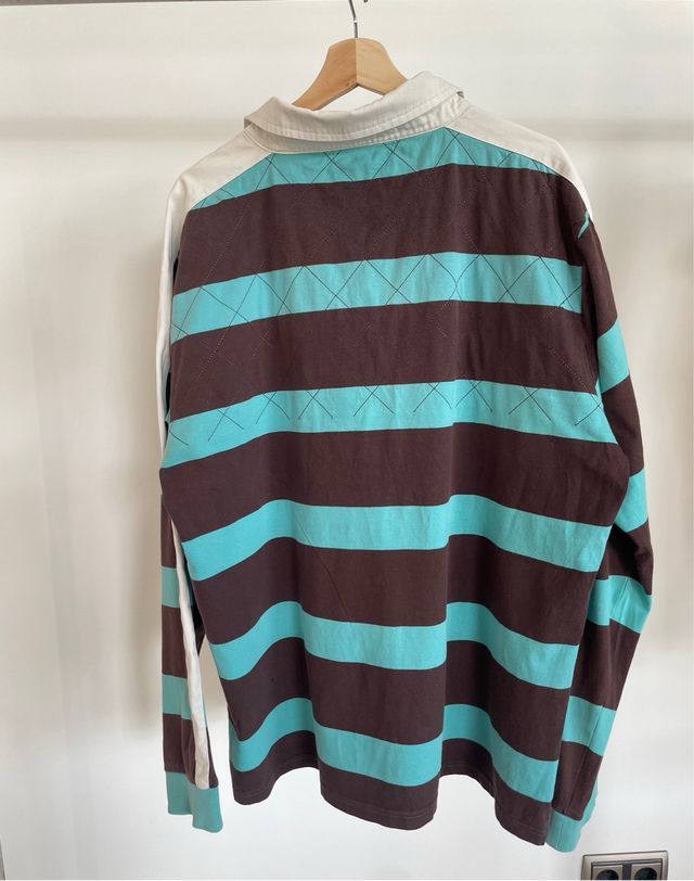 Polo Puma Vintage Y2K Rayas Azul/Marrón Talla XXL