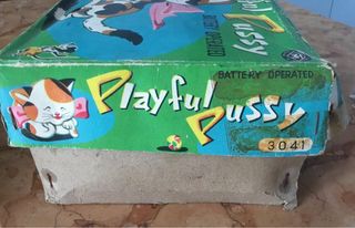 Raro Giocattolo Vintage Gatto con Palla