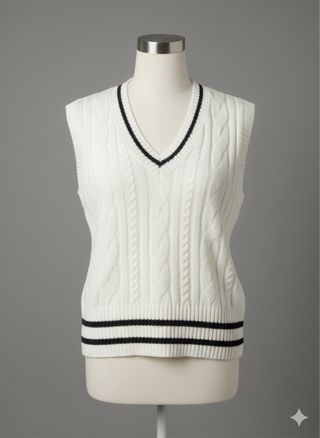Gilet Shein a trecce bianco e nero