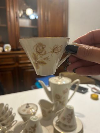 Servizio caffè porcellana rose