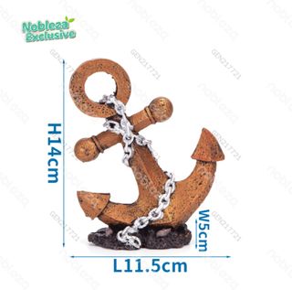 Ancla Decorativa Acuario Resina Marrón