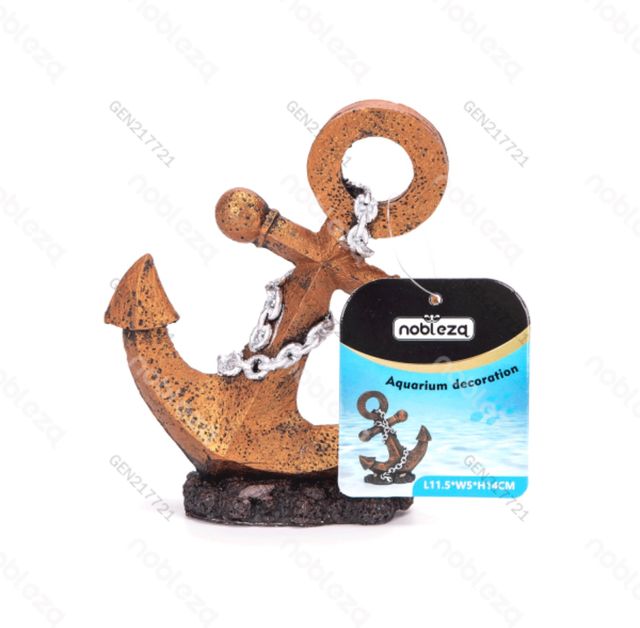 Ancla Decorativa Acuario Resina Marrón