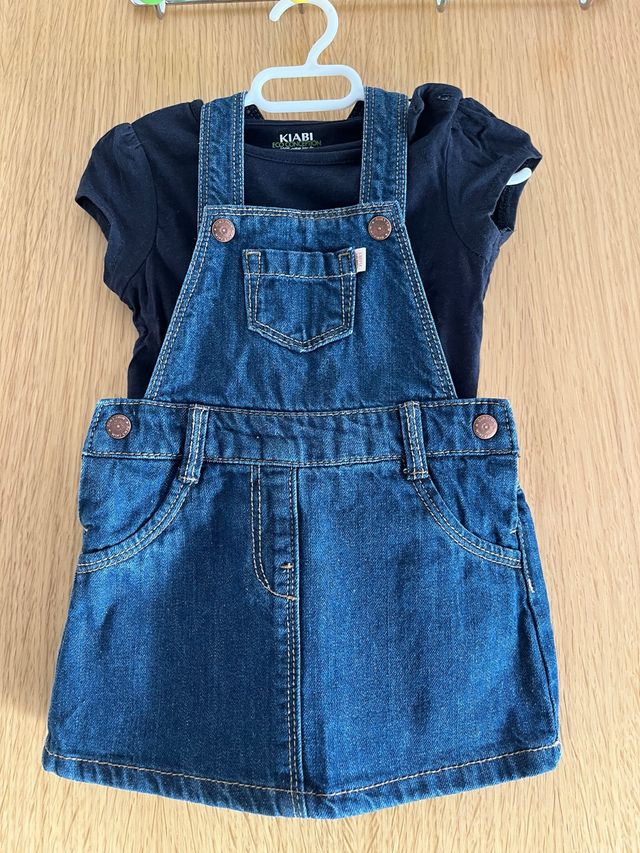 Conjunto bebé pichi vaquero y camiseta 63-68 cm