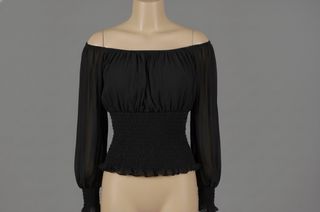 Blusa nera scamiciata maniche lunghe