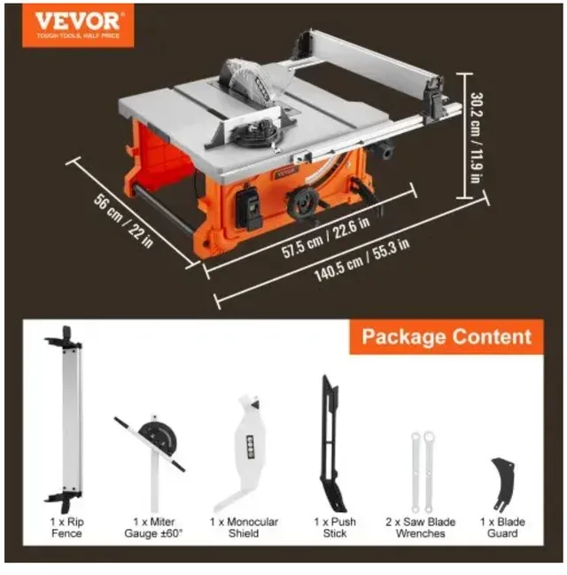 VEVOR Sierra Circular de Mesa de corte 625 mm