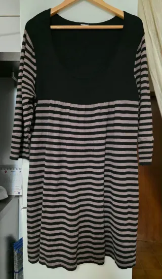 Vestido de punto rayas negro y marrón