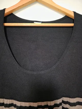 Vestido de punto rayas negro y marrón
