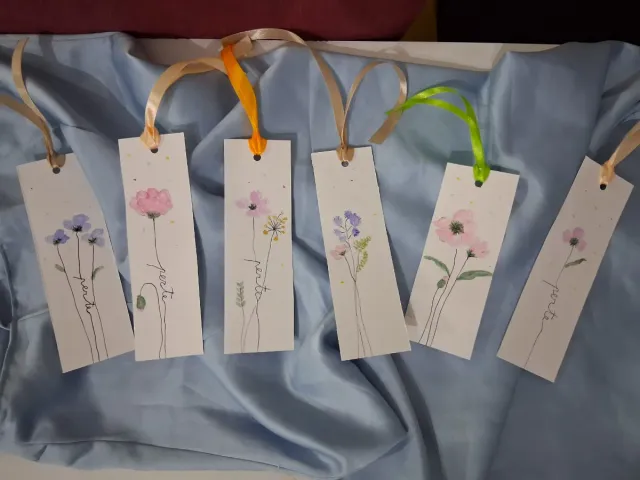 6x Segnalibri acquerello fatti a mano