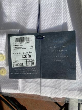 Camisa Royal Blue Blanca manga largaTalla 37 Nueva