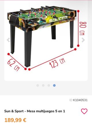 Futbolín Sun & Sport 5 en 1